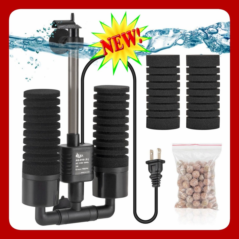 AQQA AQ-016 S Electric Sponge Filter‎ Submersible Pump Fish Tank Media Ball New